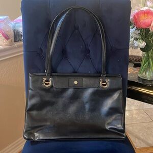 Vintage Ferragamo Black Leather Tote Bag